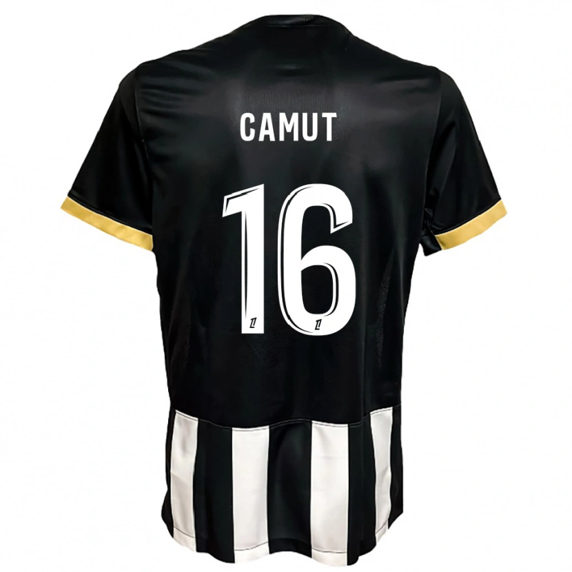 DanxenキッズMaël Camut#16黒白ホームシャツ2025/26ジャージーユニフォーム