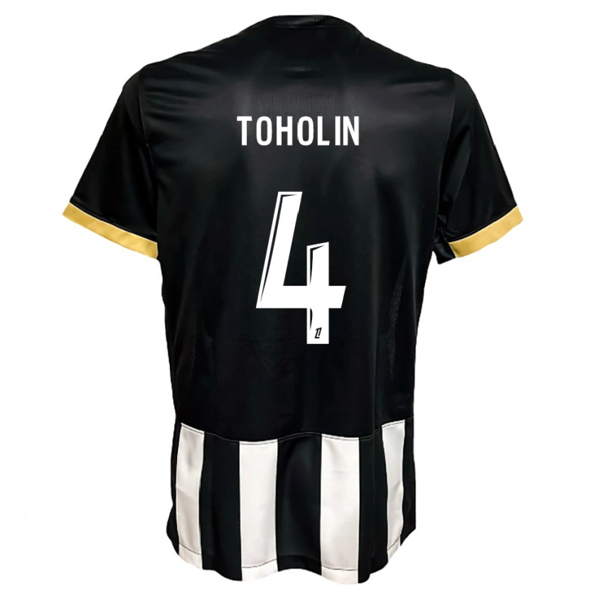DanxenキッズAbdine Toholin#4黒白ホームシャツ2025/26ジャージーユニフォーム