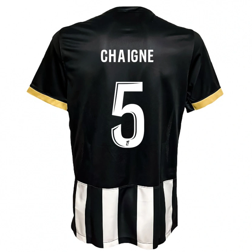 DanxenキッズMathéo Chaigne#5黒白ホームシャツ2025/26ジャージーユニフォーム