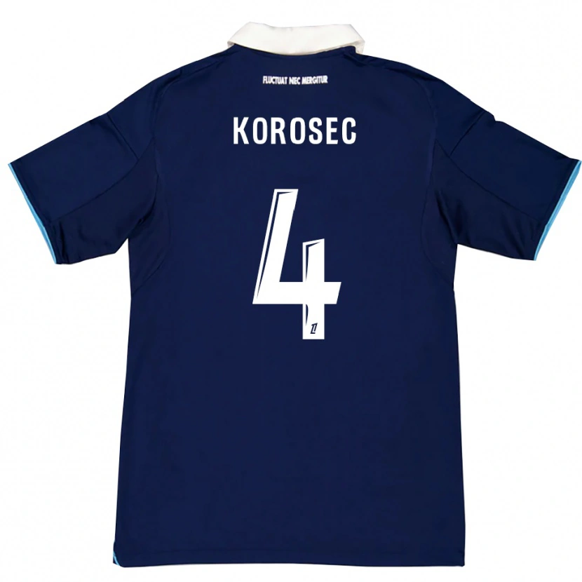 DanxenキッズKaja Korošec#4濃青白ホームシャツ2025/26ジャージーユニフォーム
