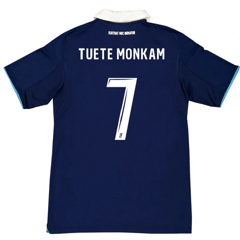 DanxenキッズMalcolm Tuete Monkam#7濃青白ホームシャツ2025/26ジャージーユニフォーム
