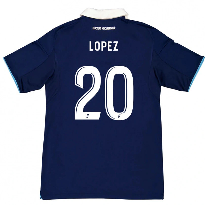 Danxenキッズジュリアン・ロペス#20濃青白ホームシャツ2025/26ジャージーユニフォーム
