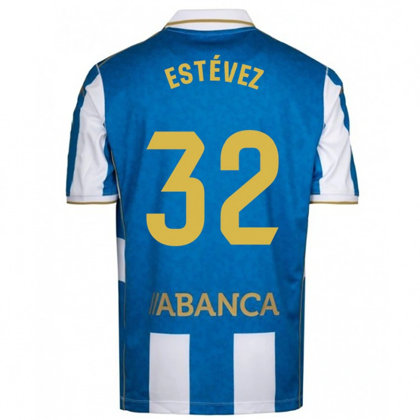 DanxenキッズDani Estévez#32白青ホームシャツ2025/26ジャージーユニフォーム