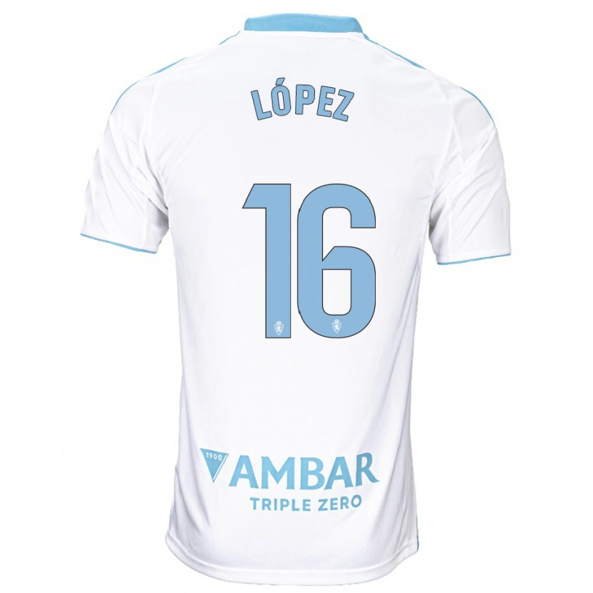 DanxenキッズJuan López#16白空色ホームシャツ2025/26ジャージーユニフォーム