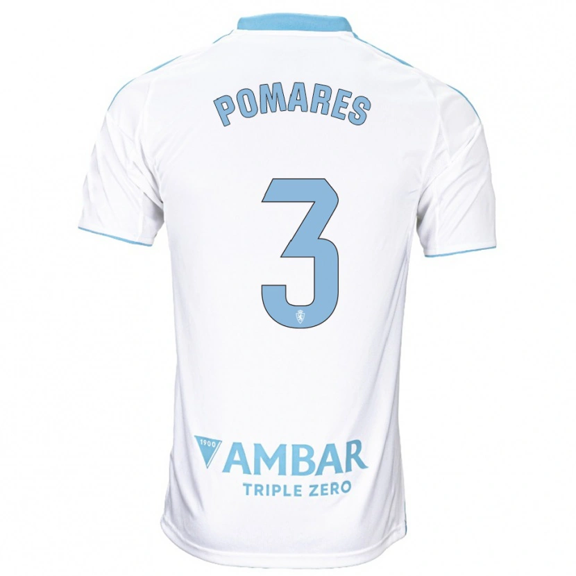 DanxenキッズCarlos Pomares#3白空色ホームシャツ2025/26ジャージーユニフォーム