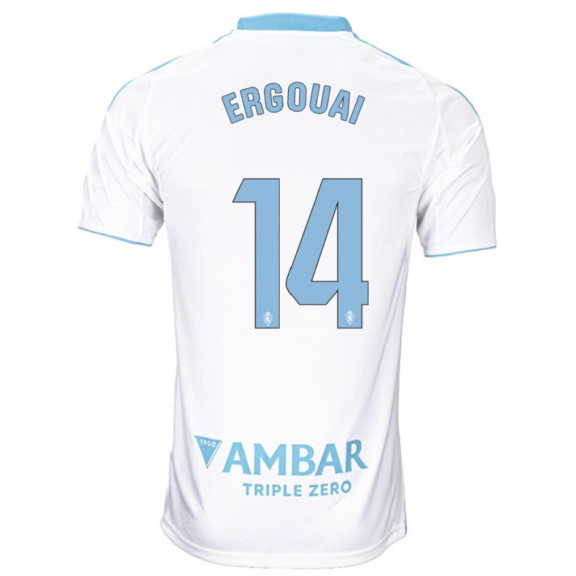 DanxenキッズReda Ergouai#14白空色ホームシャツ2025/26ジャージーユニフォーム