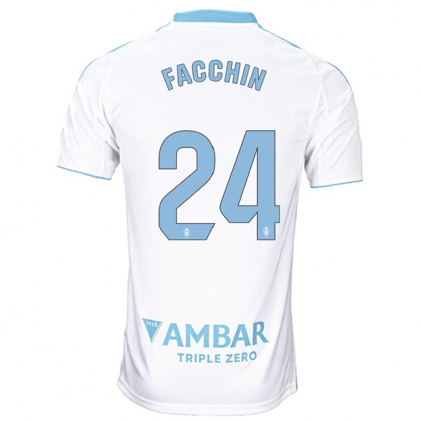 DanxenキッズEnzo Facchin#24白空色ホームシャツ2025/26ジャージーユニフォーム
