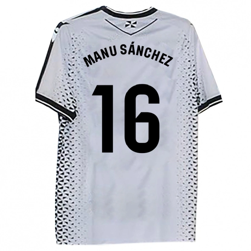 DanxenキッズManu Sánchez#16白黒ホームシャツ2025/26ジャージーユニフォーム