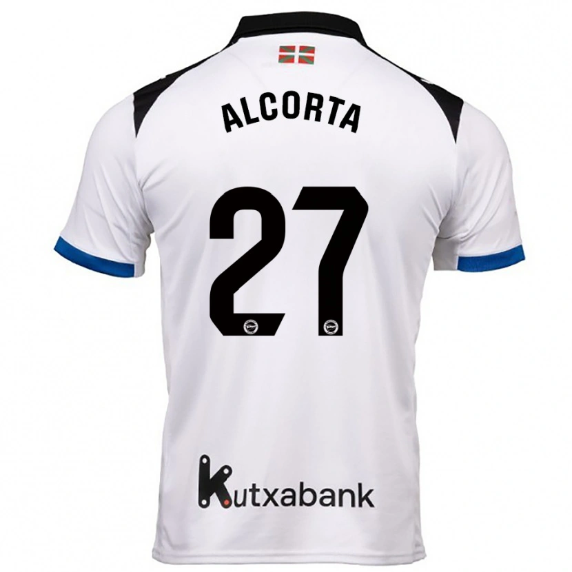 DanxenキッズAlaitz Alcorta#27白青アウェイシャツ2025/26ジャージーユニフォーム