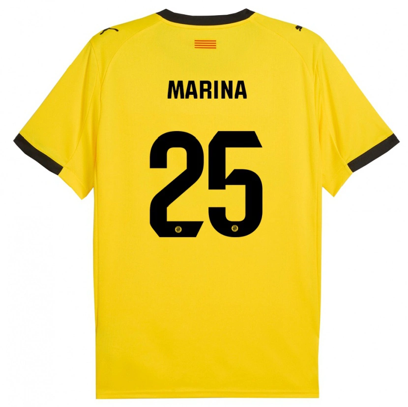 DanxenキッズSergi Marina#25黄黒アウェイシャツ2025/26ジャージーユニフォーム
