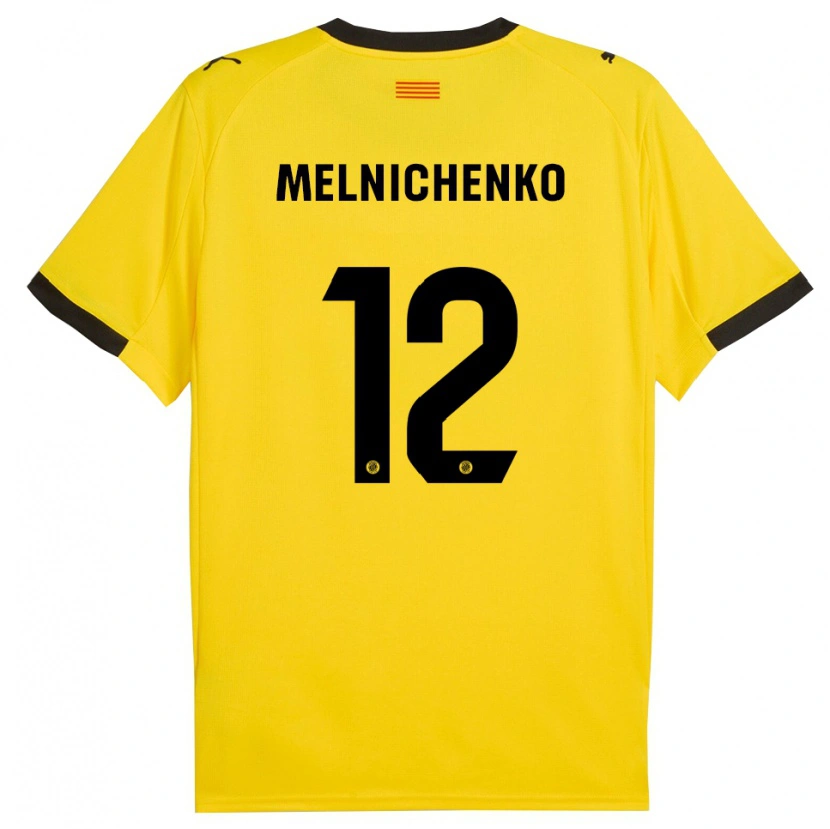 Danxenキッズドミトロ・メルニチェンコ#12黄黒アウェイシャツ2025/26ジャージーユニフォーム