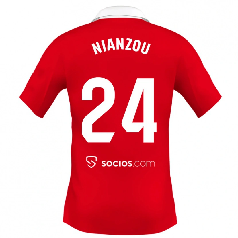 Danxenキッズニアンゾー・タンギー・クアッシ#24赤白灰アウェイシャツ2025/26ジャージーユニフォーム