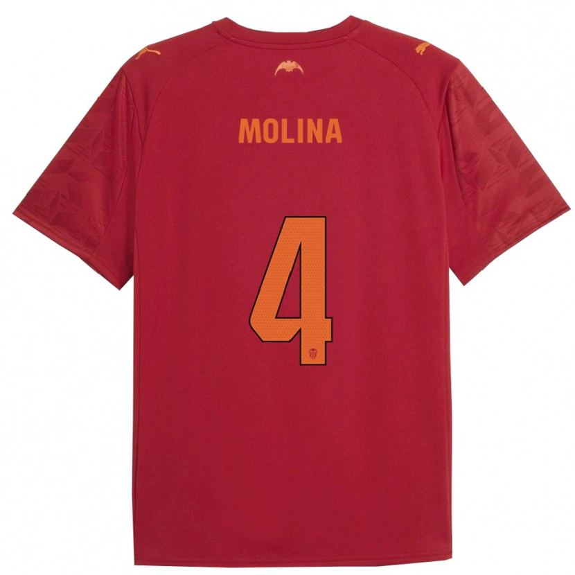DanxenキッズMaría Molina#4赤オレンジアウェイシャツ2025/26ジャージーユニフォーム