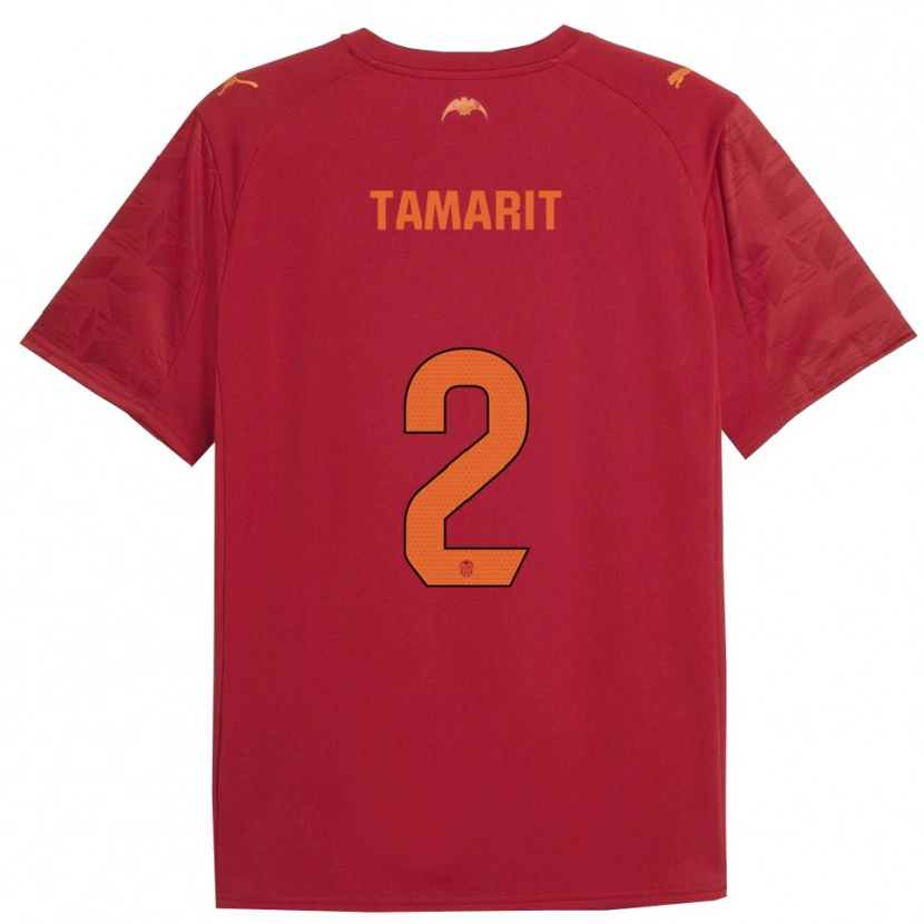 DanxenキッズSara Tamarit Verdeguer#2赤オレンジアウェイシャツ2025/26ジャージーユニフォーム
