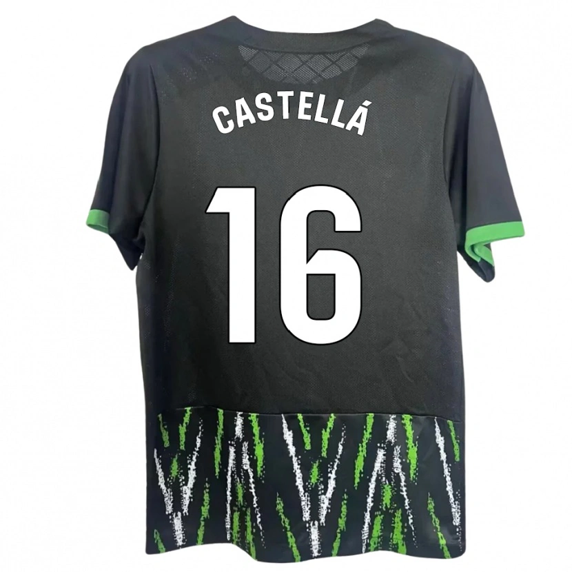 DanxenキッズDidac Castellá#16黒緑アウェイシャツ2025/26ジャージーユニフォーム