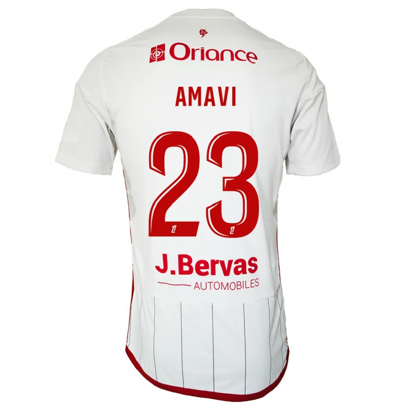 Danxenキッズジョルダン・アマヴィ#23白赤アウェイシャツ2025/26ジャージーユニフォーム
