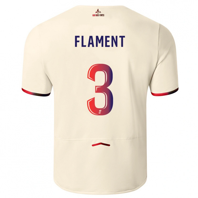 DanxenキッズCorentin Flament#3オフホワイト赤アウェイシャツ2025/26ジャージーユニフォーム