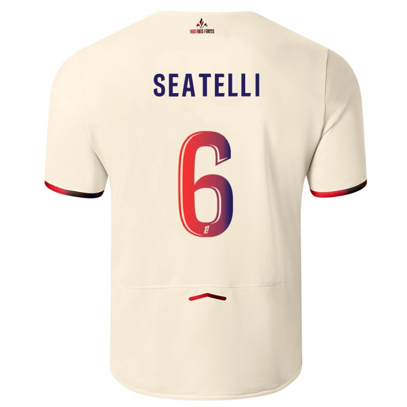 DanxenキッズAdrien Seatelli#6オフホワイト赤アウェイシャツ2025/26ジャージーユニフォーム