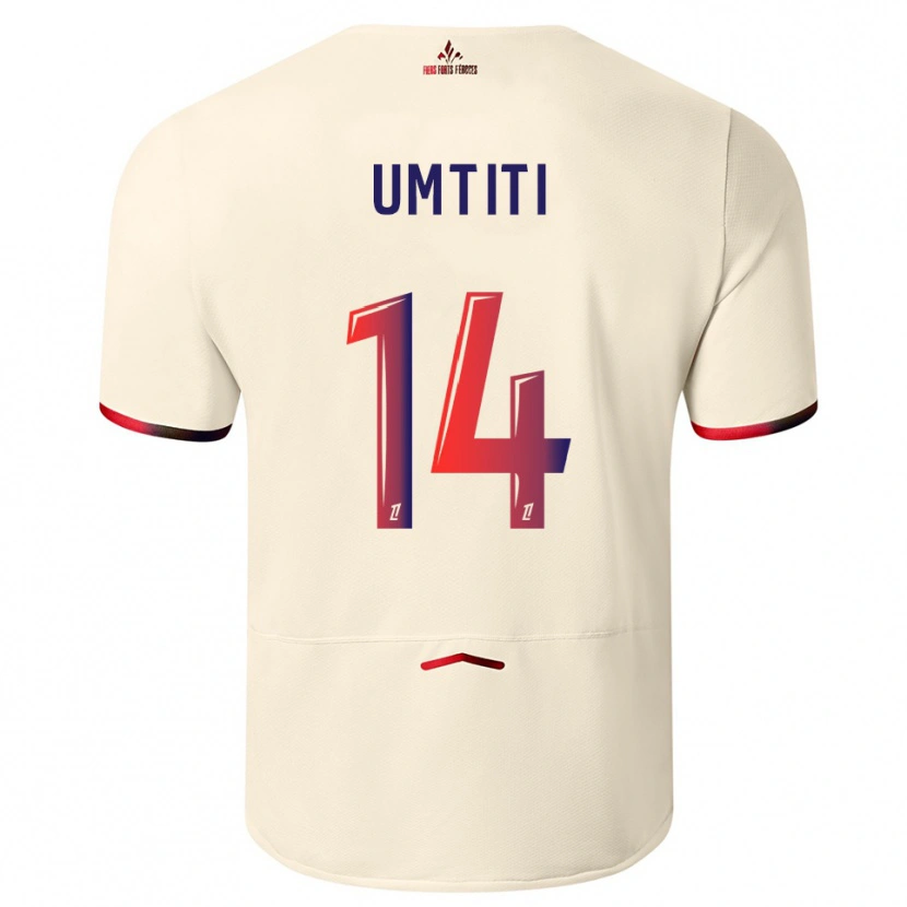 Danxenキッズサミュエル・ユムティティ#14オフホワイト赤アウェイシャツ2025/26ジャージーユニフォーム