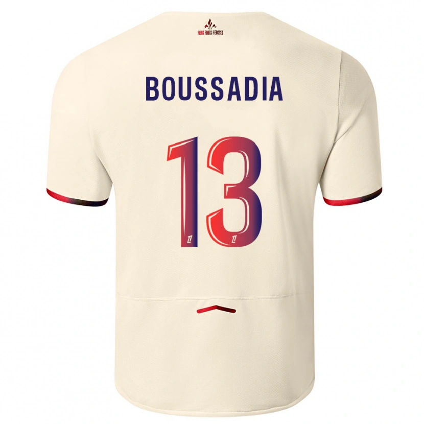 DanxenキッズSaad Boussadia#13オフホワイト赤アウェイシャツ2025/26ジャージーユニフォーム