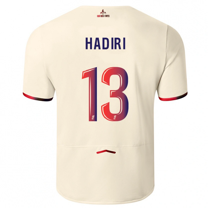 DanxenキッズElias Hadiri#13オフホワイト赤アウェイシャツ2025/26ジャージーユニフォーム