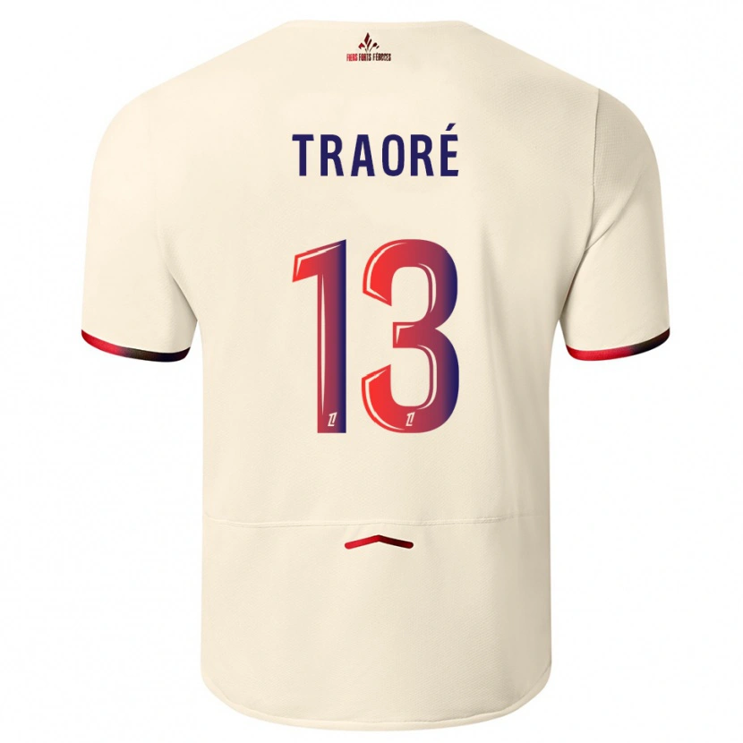 DanxenキッズYéli Traoré#13オフホワイト赤アウェイシャツ2025/26ジャージーユニフォーム