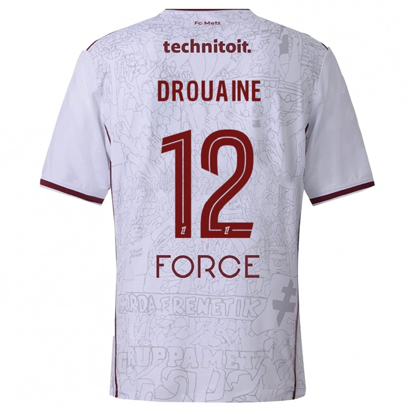 DanxenキッズMathieu Drouaine#12白バーガンディアウェイシャツ2025/26ジャージーユニフォーム