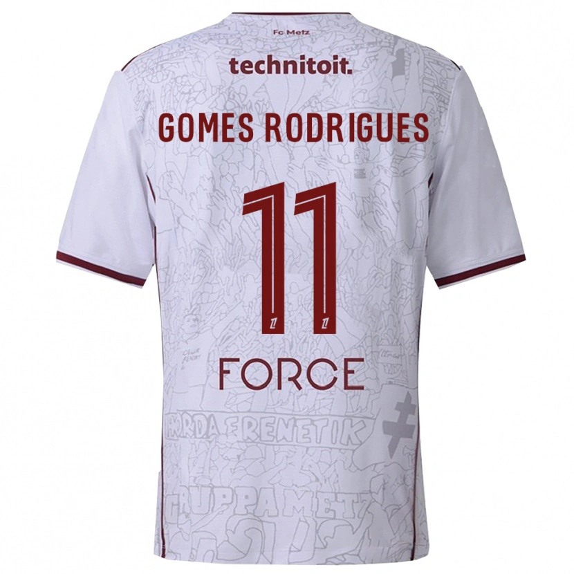 DanxenキッズJess Gomes Rodrigues#11白バーガンディアウェイシャツ2025/26ジャージーユニフォーム