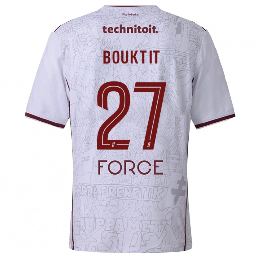 DanxenキッズAssia Bouktit#27白バーガンディアウェイシャツ2025/26ジャージーユニフォーム