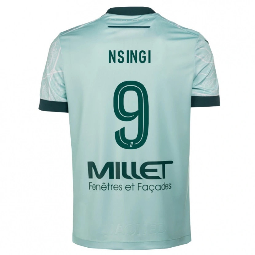 DanxenキッズPlamedi Nsingi#9緑白アウェイシャツ2025/26ジャージーユニフォーム