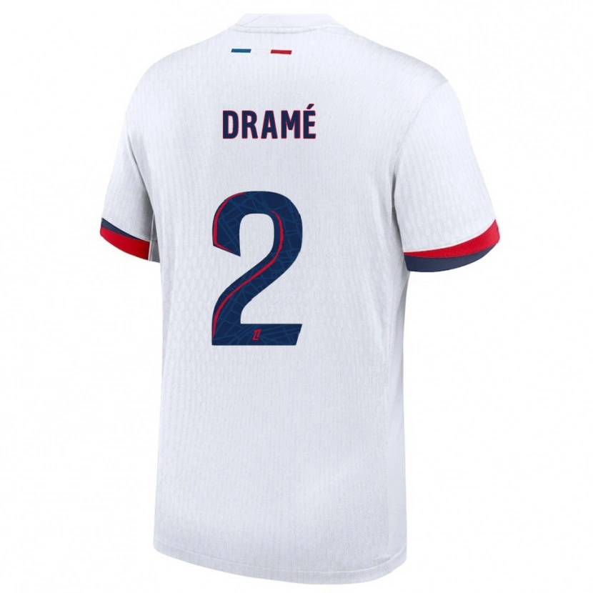 Danxenキッズアブドゥ・カドレ・ファンネ・ドラメ#2白赤アウェイシャツ2025/26ジャージーユニフォーム