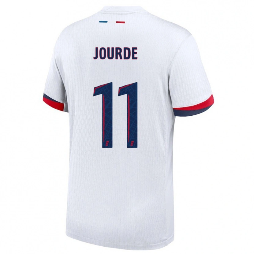 DanxenキッズFlorianne Jourde#11白赤アウェイシャツ2025/26ジャージーユニフォーム