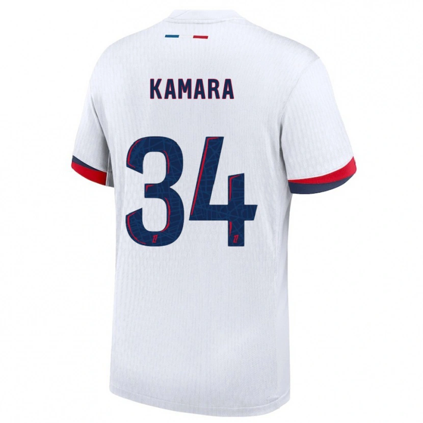 DanxenキッズNoham Kamara#34白赤アウェイシャツ2025/26ジャージーユニフォーム