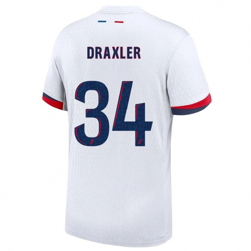 Danxenキッズユリアン・ドラクスラー#34白赤アウェイシャツ2025/26ジャージーユニフォーム