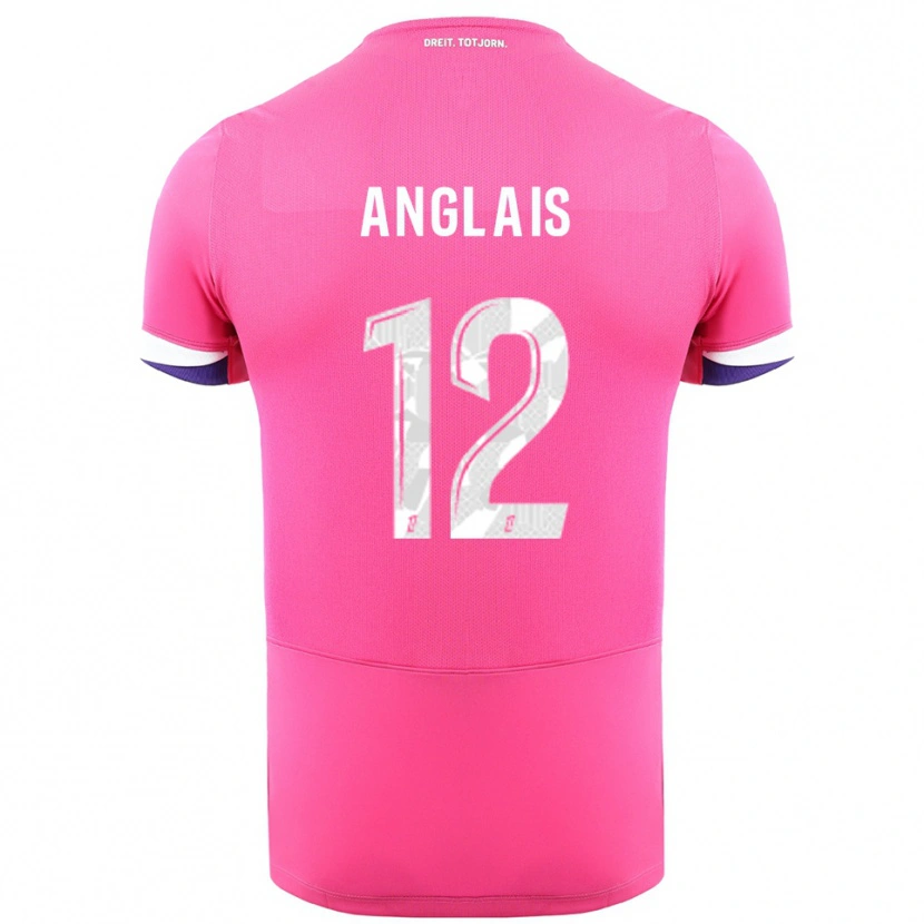 DanxenキッズAnaëlle Anglais#12ピンク白アウェイシャツ2025/26ジャージーユニフォーム