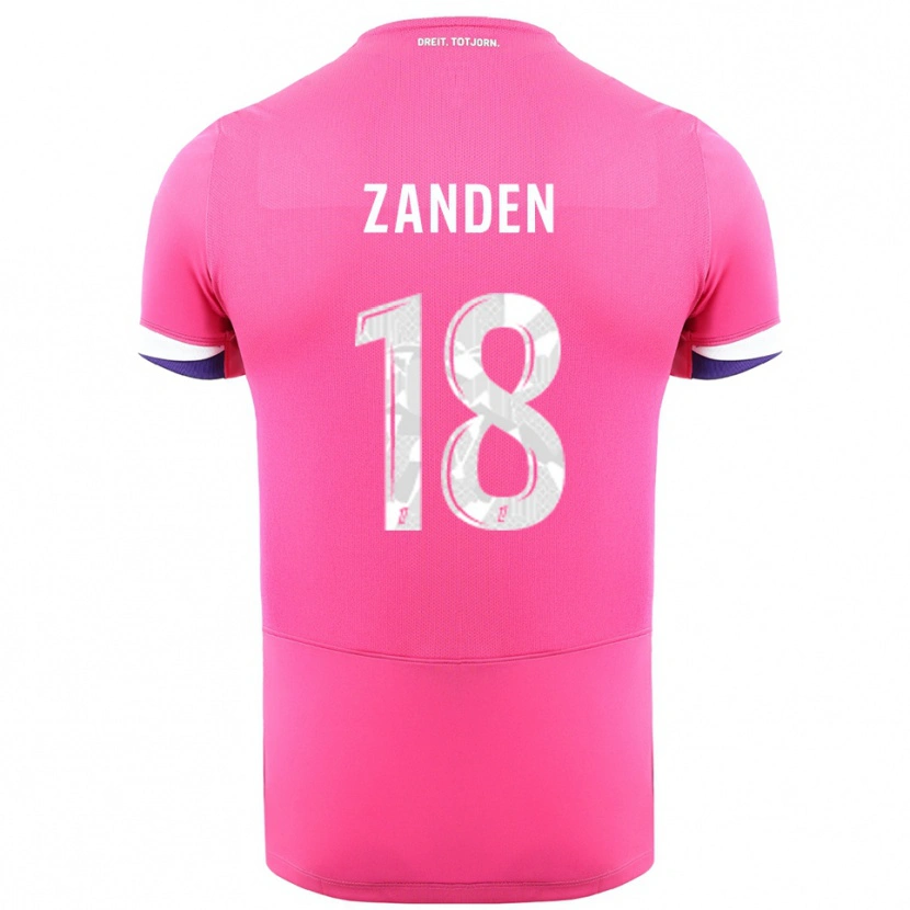 Danxenキッズオリバー・ザンデン#18ピンク白アウェイシャツ2025/26ジャージーユニフォーム