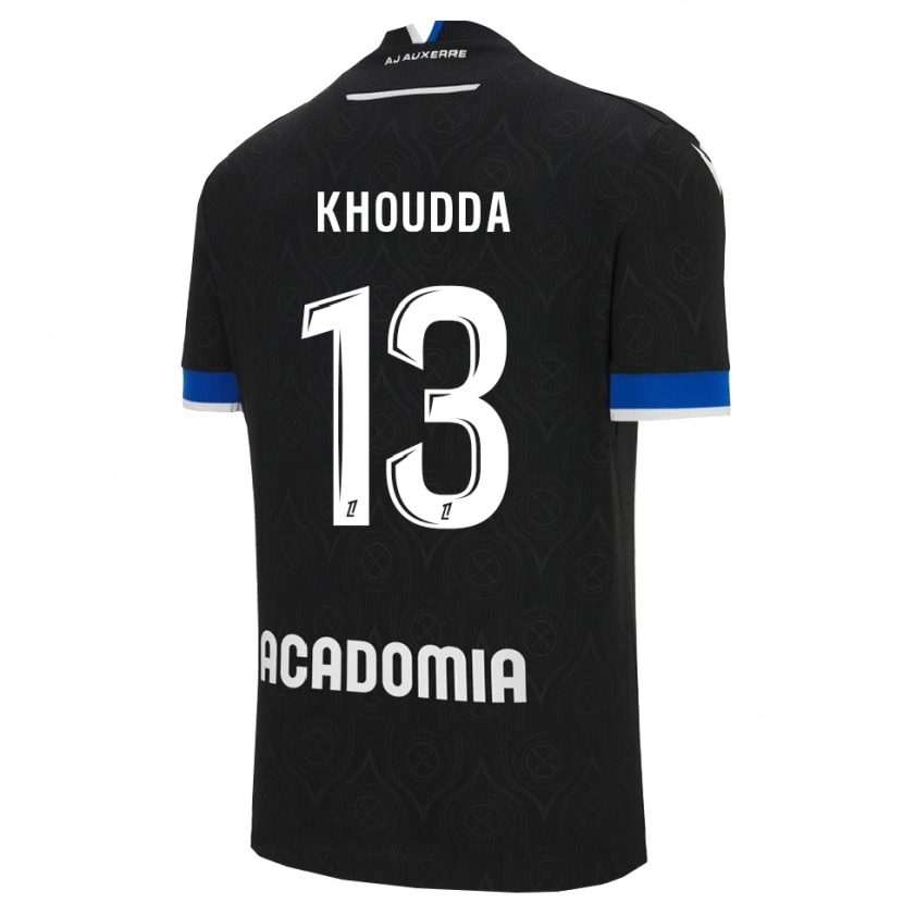 DanxenキッズYoussef Khoudda#13黒白アウェイシャツ2025/26ジャージーユニフォーム