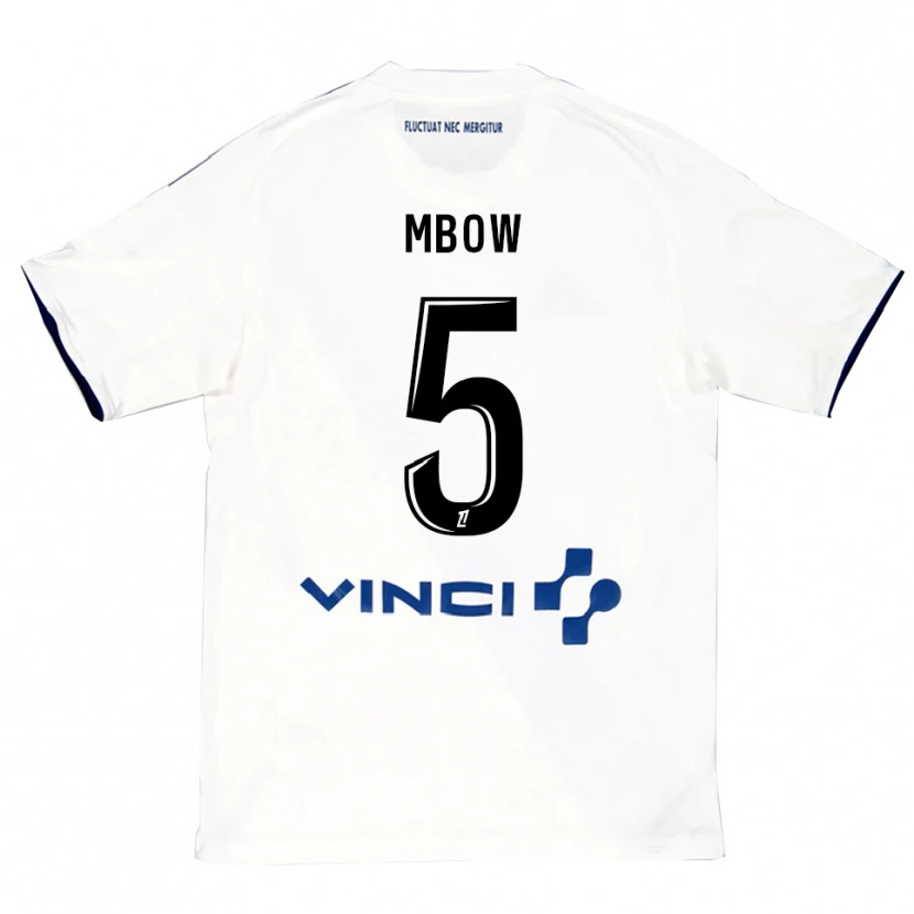 DanxenキッズMoustapha Mbow#5白青アウェイシャツ2025/26ジャージーユニフォーム