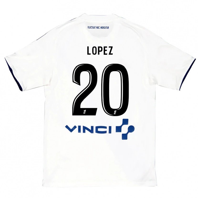 Danxenキッズジュリアン・ロペス#20白青アウェイシャツ2025/26ジャージーユニフォーム