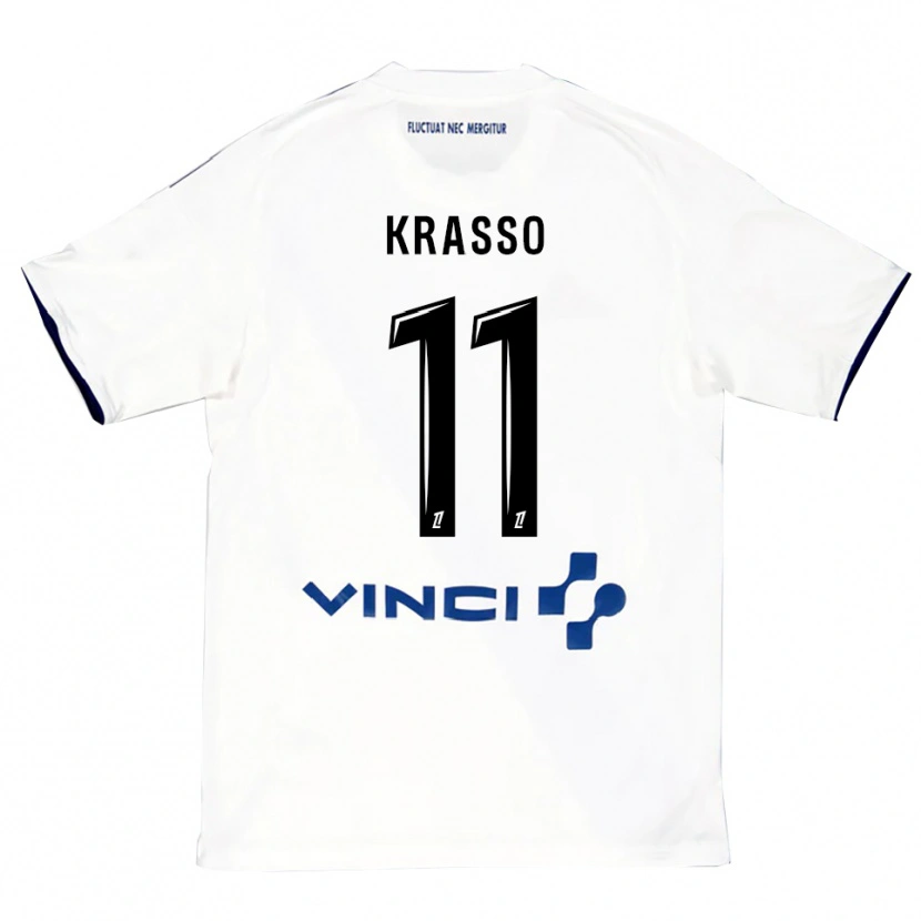 Danxenキッズジャン＝フィリップ・クラッソ#11白青アウェイシャツ2025/26ジャージーユニフォーム