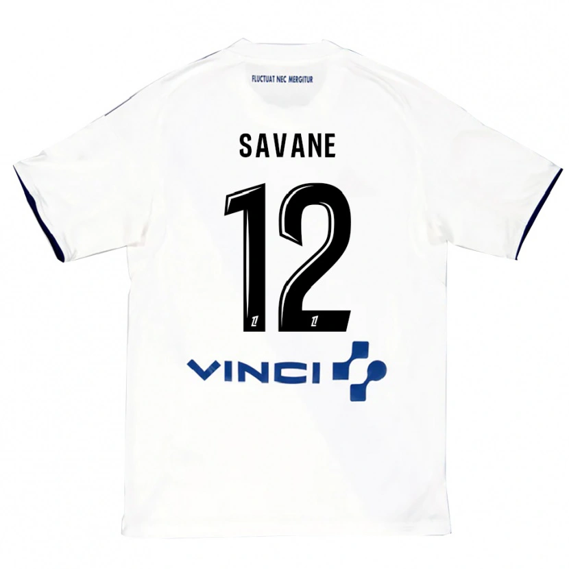 DanxenキッズMohamed Savane#12白青アウェイシャツ2025/26ジャージーユニフォーム