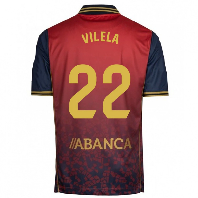 DanxenキッズRubén Vilela#22赤紺アウェイシャツ2025/26ジャージーユニフォーム