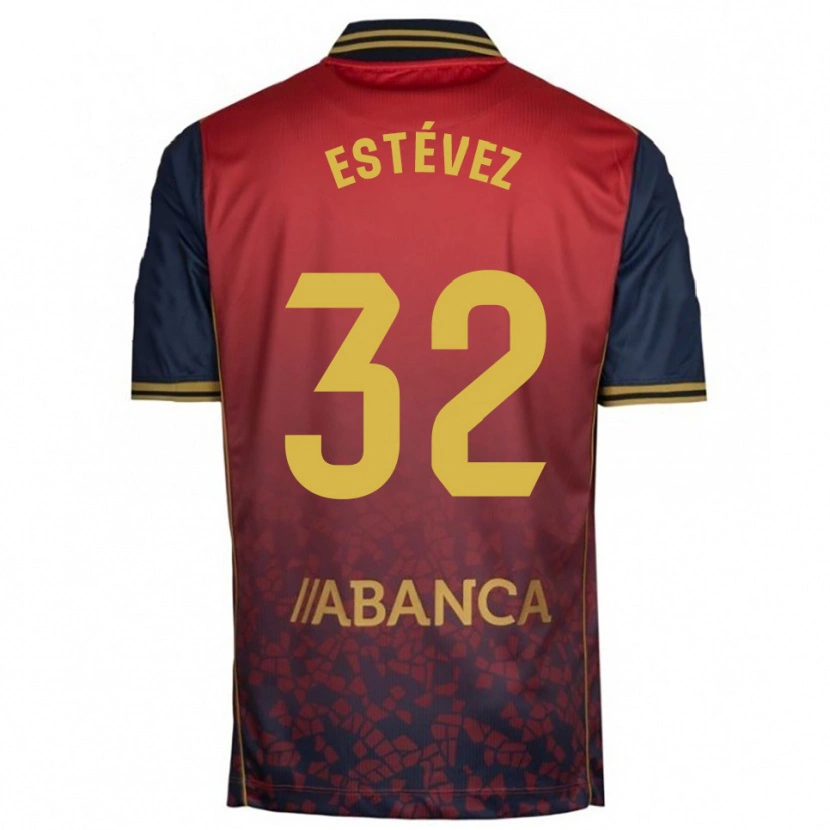 DanxenキッズDani Estévez#32赤紺アウェイシャツ2025/26ジャージーユニフォーム