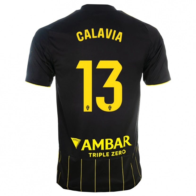 DanxenキッズCarlos Calavia#13黒黄アウェイシャツ2025/26ジャージーユニフォーム
