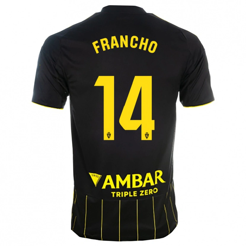 Danxenキッズフランチョ・セラーノ#14黒黄アウェイシャツ2025/26ジャージーユニフォーム