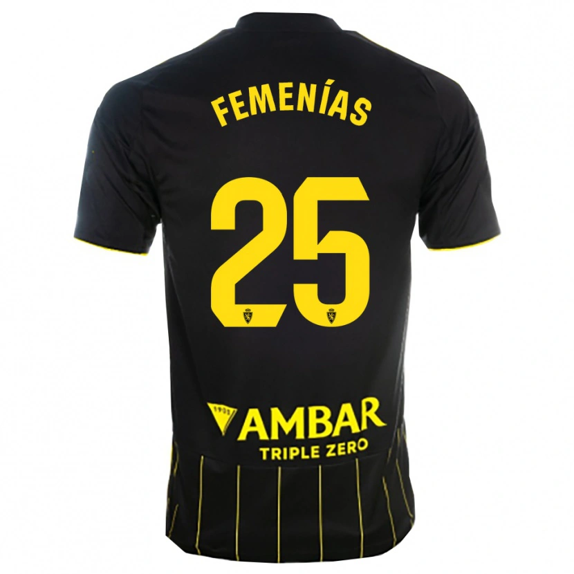 Danxenキッズホアン・フェメニアス#25黒黄アウェイシャツ2025/26ジャージーユニフォーム