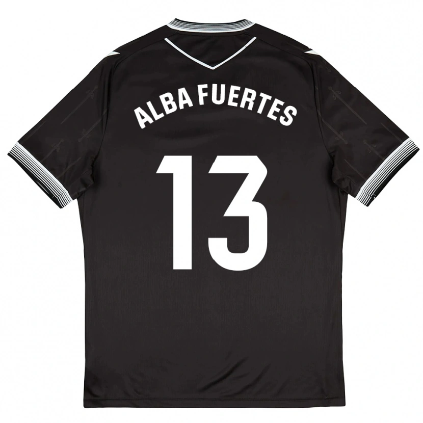 DanxenキッズAlba Fuertes#13黒白アウェイシャツ2025/26ジャージーユニフォーム