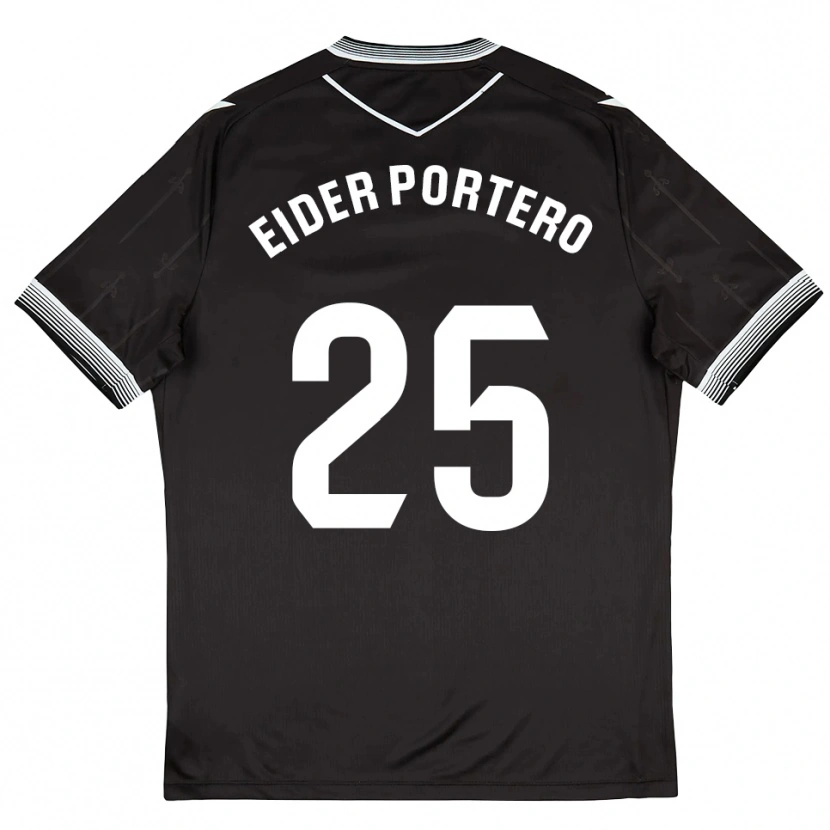 DanxenキッズEider Portero#25黒白アウェイシャツ2025/26ジャージーユニフォーム