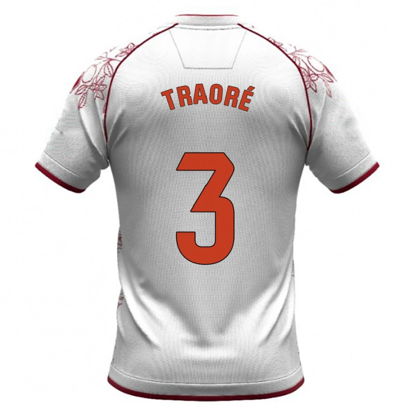 DanxenキッズMamadou Traoré#3白バーガンディアウェイシャツ2025/26ジャージーユニフォーム