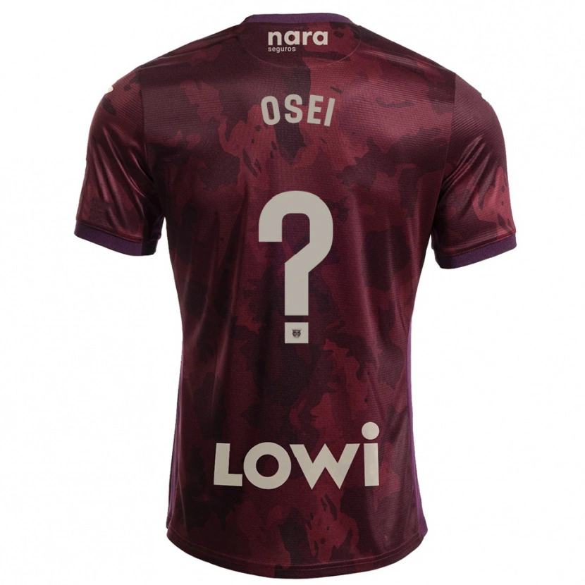 DanxenキッズDavid Osei#0バーガンディ白アウェイシャツ2025/26ジャージーユニフォーム